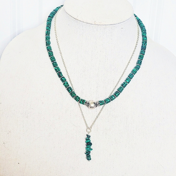 ARTISAN BOHO GREEN GEMSTONE NECKLACE - Picture 4 of 4